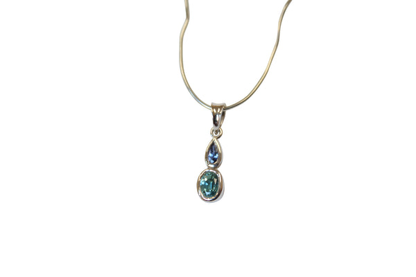 Blue Zircon & Sapphire Gemstone Pendant in Sterling Silver - Amazon Imports, Inc. - Fine Quality Gemstones and Jewelry Since 1978