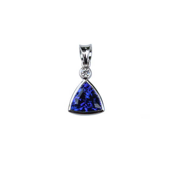 Tanzanite Gemstone Trillion Pendant Set in 18 Kt. White Gold - Amazon Imports, Inc. - Fine Quality Gemstones and Jewelry Since 1978