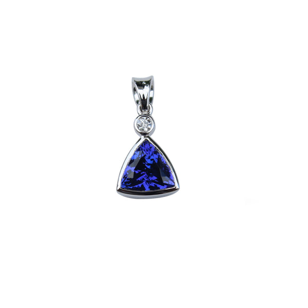 Tanzanite Gemstone Trillion Pendant Set in 18 Kt. White Gold - Amazon Imports, Inc. - Fine Quality Gemstones and Jewelry Since 1978