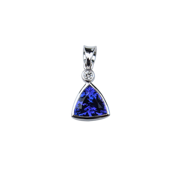 Tanzanite Gemstone Trillion Pendant Set in 18 Kt. White Gold - Amazon Imports, Inc. - Fine Quality Gemstones and Jewelry Since 1978