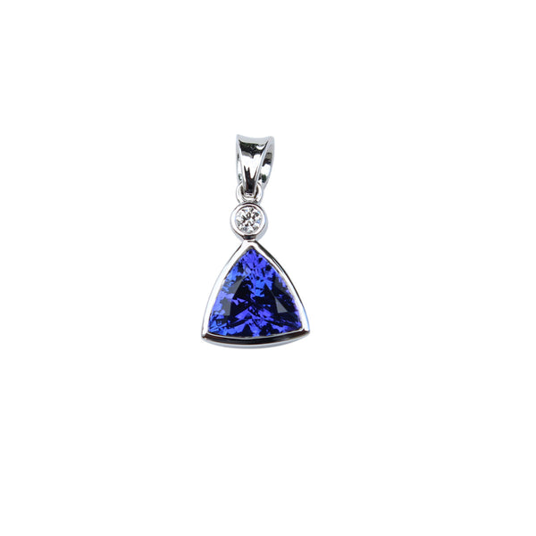 Tanzanite Gemstone Trillion Pendant Set in 18 Kt. White Gold - Amazon Imports, Inc. - Fine Quality Gemstones and Jewelry Since 1978
