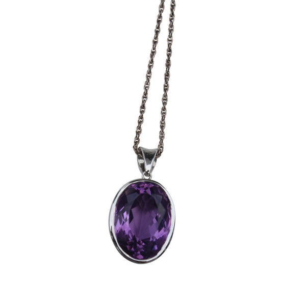 Amethyst Gemstone Pendant Set In Sterling Silver - Amazon Imports, Inc. - Fine Quality Gemstones and Jewelry Since 1978