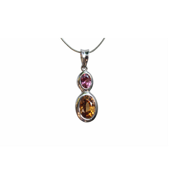 Natural Zircon and Rhodolite Garnet Gemstone Pendant set in Sterling Silver - Amazon Imports, Inc. - Fine Quality Gemstones and Jewelry Since 1978