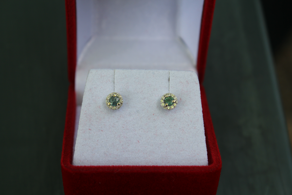 Alexandrite Earrings in 14 Kt. Rose Gold and Diamonds