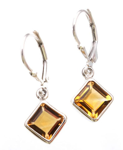 Citrine Gemstone Square Cut in Sterling Silver Bezel Setting - Amazon Imports, Inc. - Fine Quality Gemstones and Jewelry Since 1978