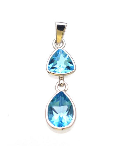 Swiss Blue Topaz Pendant in Sterling Silver Bezel Setting - Amazon Imports, Inc. - Fine Quality Gemstones and Jewelry Since 1978