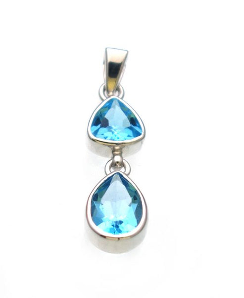Swiss Blue Topaz Pendant in Sterling Silver Bezel Setting - Amazon Imports, Inc. - Fine Quality Gemstones and Jewelry Since 1978