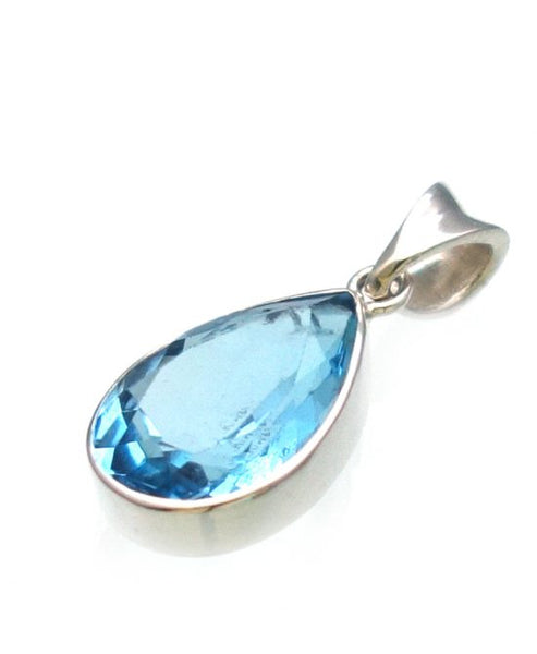 Swiss Blue Topaz Pendant in Sterling Silver Bezel Setting - Amazon Imports, Inc. - Fine Quality Gemstones and Jewelry Since 1978