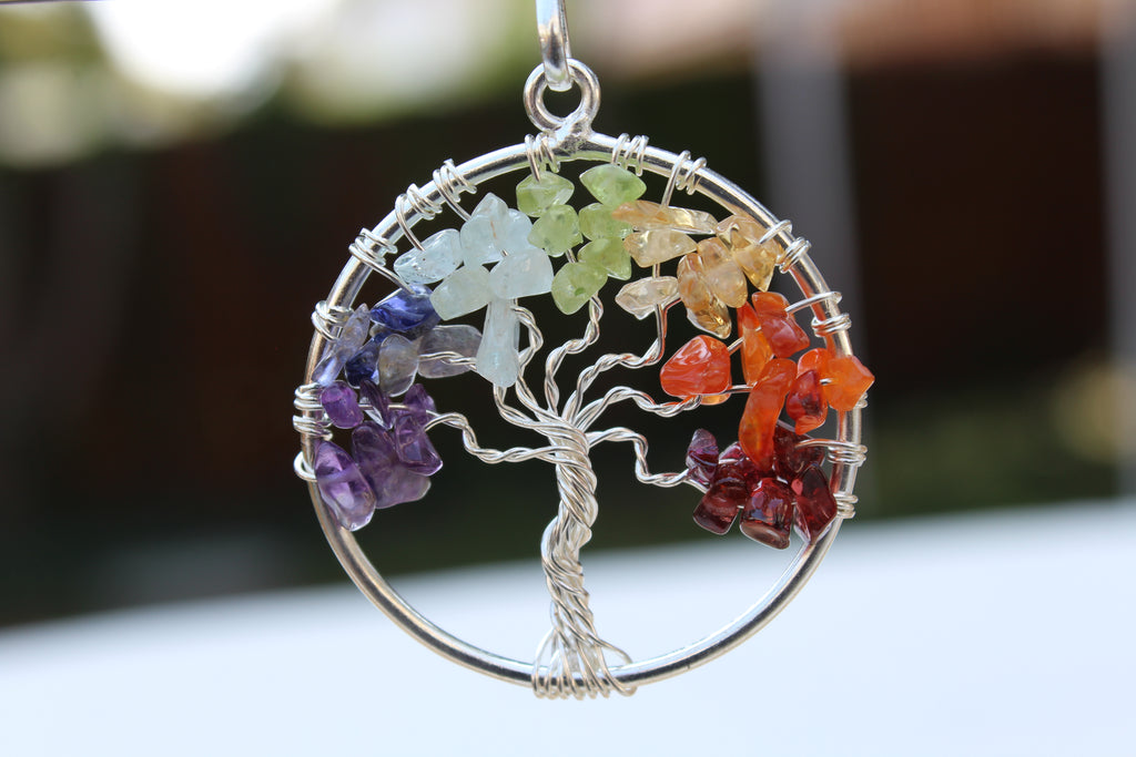 7 Chakra Tree of Life Gemstone Circle Pendant - Multi Color - Amazon Imports, Inc. - Fine Quality Gemstones and Jewelry Since 1978