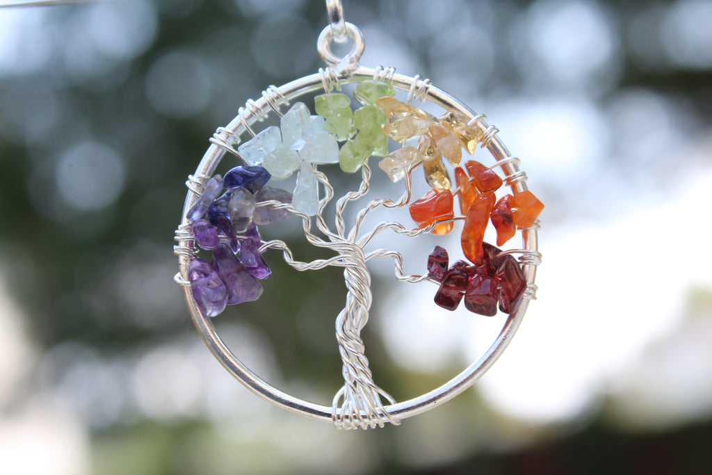 7 Chakra Tree of Life Gemstone Circle Pendant - Multi Color –   Imports, Inc.