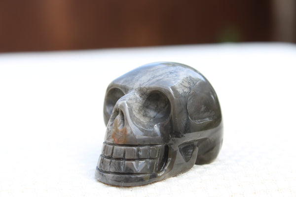 Grey Jasper Carved Skull - Amazon Imports, Inc. - Fine Quality Gemstones and Jewelry Since 1978