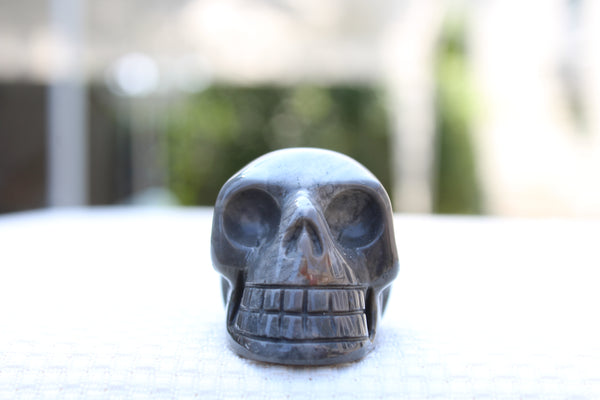 Grey Jasper Carved Skull - Amazon Imports, Inc. - Fine Quality Gemstones and Jewelry Since 1978