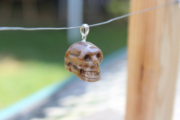 Brown Jasper Gemstone Carved Skull Pendant - Amazon Imports, Inc. - Fine Quality Gemstones and Jewelry Since 1978