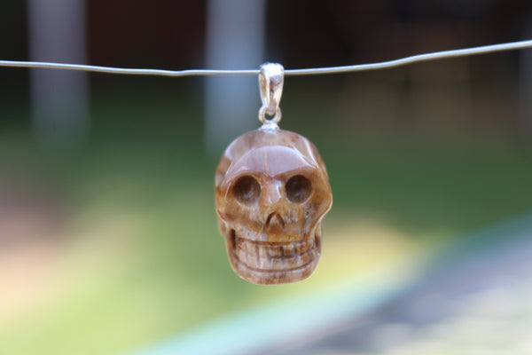 Brown Jasper Gemstone Carved Skull Pendant - Amazon Imports, Inc. - Fine Quality Gemstones and Jewelry Since 1978