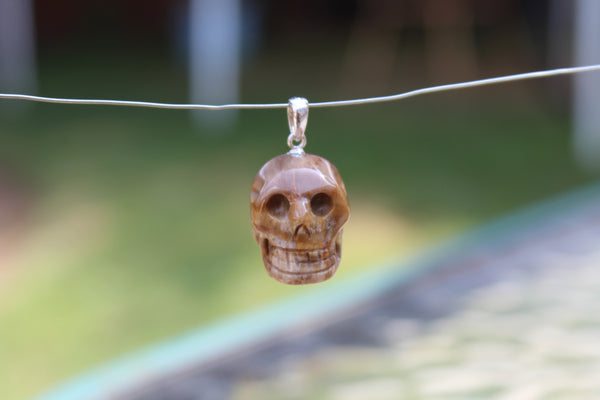 Brown Jasper Gemstone Carved Skull Pendant - Amazon Imports, Inc. - Fine Quality Gemstones and Jewelry Since 1978
