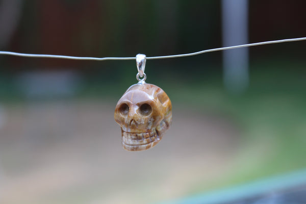 Brown Jasper Gemstone Carved Skull Pendant - Amazon Imports, Inc. - Fine Quality Gemstones and Jewelry Since 1978