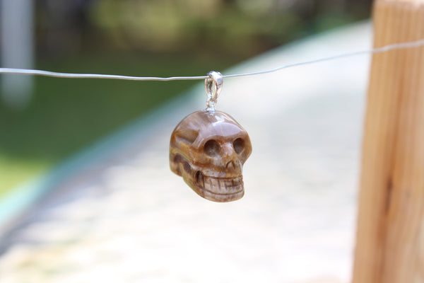 Brown Jasper Gemstone Carved Skull Pendant - Amazon Imports, Inc. - Fine Quality Gemstones and Jewelry Since 1978
