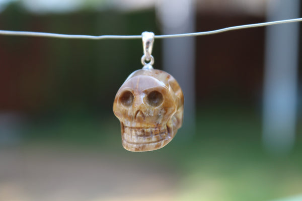 Brown Jasper Gemstone Carved Skull Pendant - Amazon Imports, Inc. - Fine Quality Gemstones and Jewelry Since 1978
