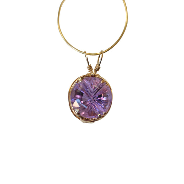 Fancy Cut Amethyst Gemstone Pendant wrapped in 14kt. Gold Filled Wire - Amazon Imports, Inc. - Fine Quality Gemstones and Jewelry Since 1978