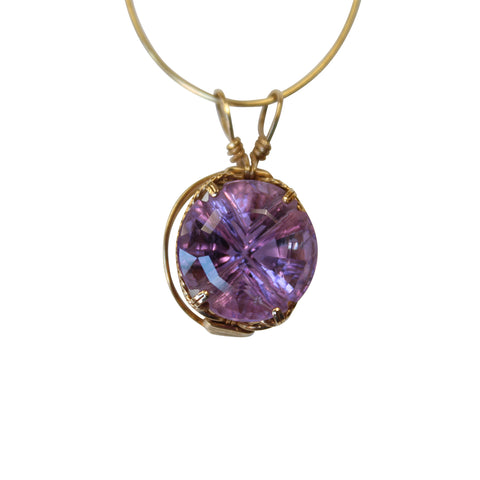 Fancy Cut Amethyst Gemstone Pendant wrapped in 14kt. Gold Filled Wire - Amazon Imports, Inc. - Fine Quality Gemstones and Jewelry Since 1978