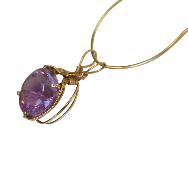 Fancy Cut Amethyst Gemstone Pendant wrapped in 14kt. Gold Filled Wire - Amazon Imports, Inc. - Fine Quality Gemstones and Jewelry Since 1978