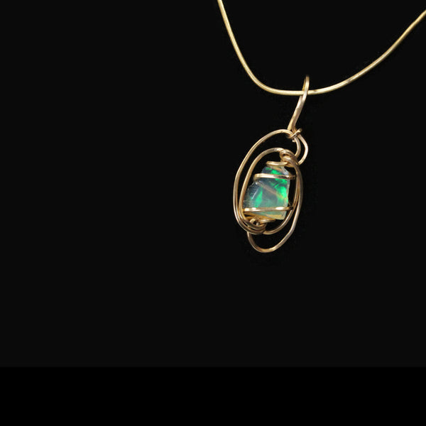 Ethiopian Opal Gemstone Pendant - 14kt Gold Filled wire - Amazon Imports, Inc. - Fine Quality Gemstones and Jewelry Since 1978