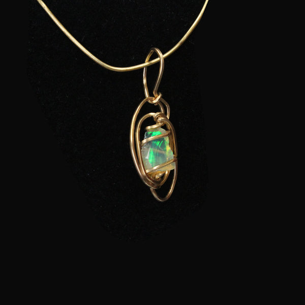 Ethiopian Opal Gemstone Pendant - 14kt Gold Filled wire - Amazon Imports, Inc. - Fine Quality Gemstones and Jewelry Since 1978