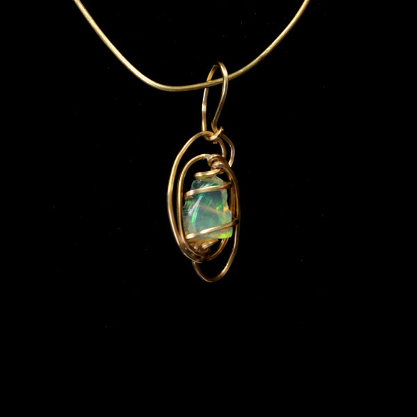 Ethiopian Opal Gemstone Pendant - 14kt Gold Filled wire - Amazon Imports, Inc. - Fine Quality Gemstones and Jewelry Since 1978
