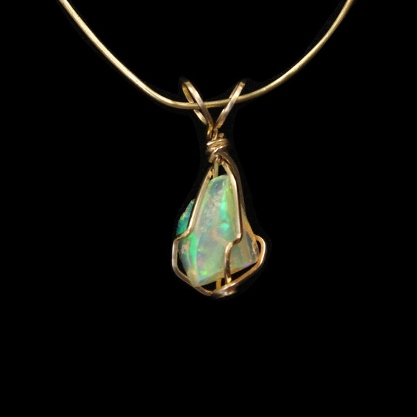 Ethiopian Opal Gemstone Pendant -  14kt Gold Filled wire - Amazon Imports, Inc. - Fine Quality Gemstones and Jewelry Since 1978