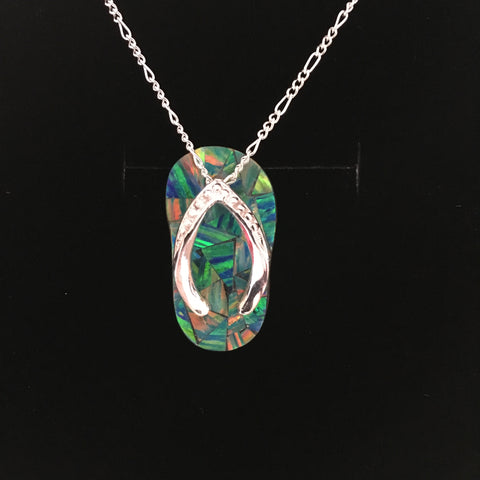 Sandal "Flip Flop" Opal Pendant in Sterling - medium size - Amazon Imports, Inc. - Fine Quality Gemstones and Jewelry Since 1978