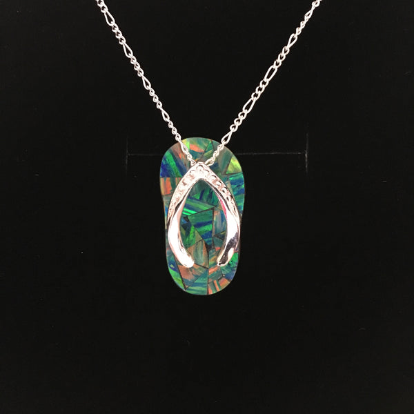 Sandal "Flip Flop" Opal Pendant in Sterling - medium size - Amazon Imports, Inc. - Fine Quality Gemstones and Jewelry Since 1978