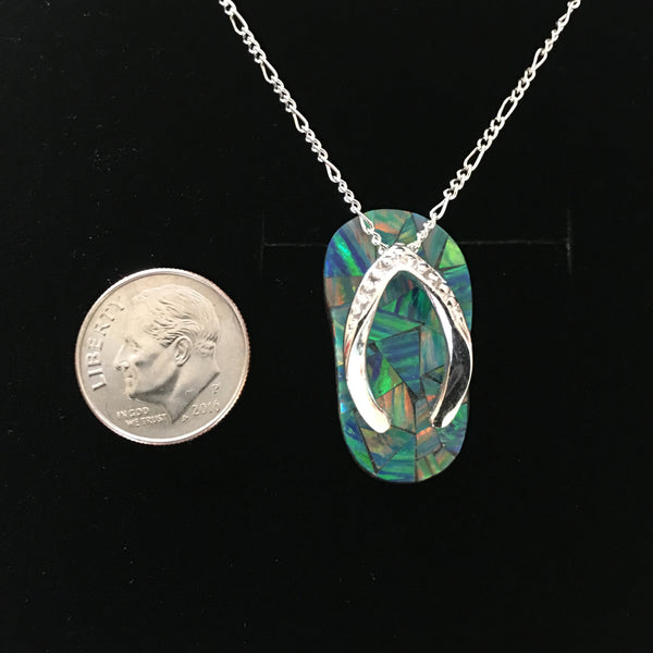 Sandal "Flip Flop" Opal Pendant in Sterling - medium size - Amazon Imports, Inc. - Fine Quality Gemstones and Jewelry Since 1978