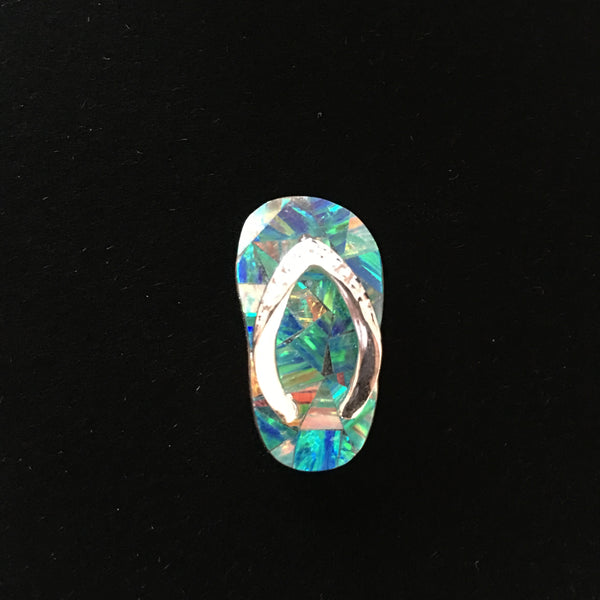 Sandal "Flip Flop" Opal Pendant in Sterling - medium size - Amazon Imports, Inc. - Fine Quality Gemstones and Jewelry Since 1978