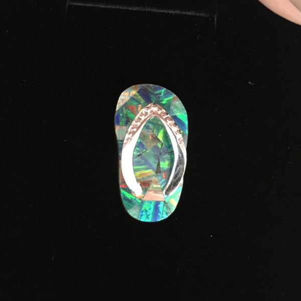 Sandal "Flip Flop" Opal Pendant in Sterling - medium size - Amazon Imports, Inc. - Fine Quality Gemstones and Jewelry Since 1978