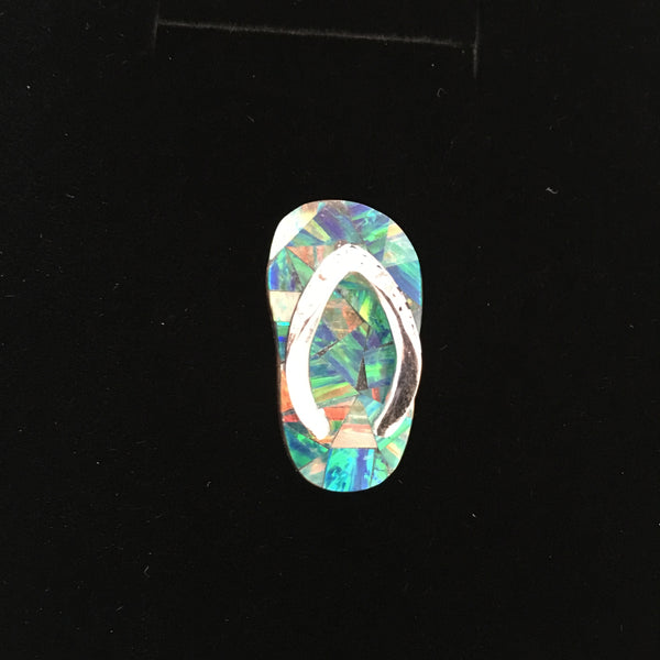 Sandal "Flip Flop" Opal Pendant in Sterling - medium size - Amazon Imports, Inc. - Fine Quality Gemstones and Jewelry Since 1978