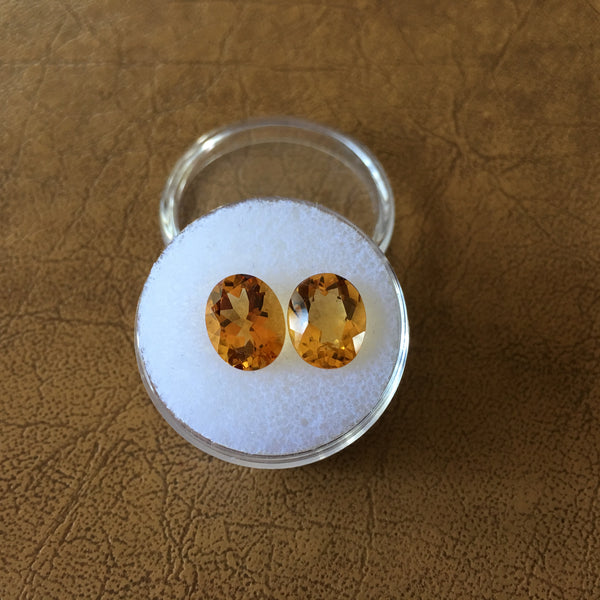 Golden Yellow Citrine Gemstone - Oval Matched Pair - Amazon Imports, Inc. - Fine Quality Gemstones and Jewelry Since 1978