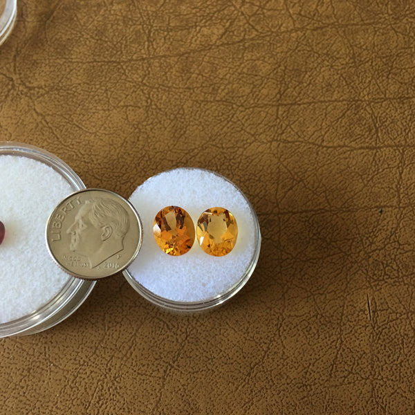 Golden Yellow Citrine Gemstone - Oval Matched Pair - Amazon Imports, Inc. - Fine Quality Gemstones and Jewelry Since 1978