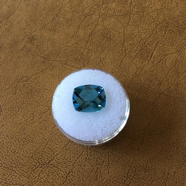 London Blue Topaz  Gemstone - 6.50 ct checkerboard cushion cut - Amazon Imports, Inc. - Fine Quality Gemstones and Jewelry Since 1978