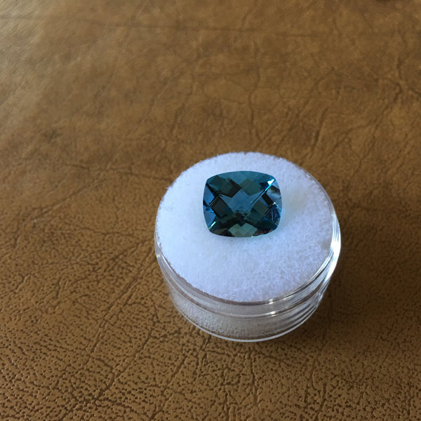 London Blue Topaz  Gemstone - 6.50 ct checkerboard cushion cut - Amazon Imports, Inc. - Fine Quality Gemstones and Jewelry Since 1978