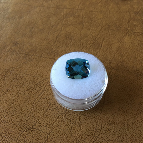 London Blue Topaz  Gemstone - 6.50 ct checkerboard cushion cut - Amazon Imports, Inc. - Fine Quality Gemstones and Jewelry Since 1978