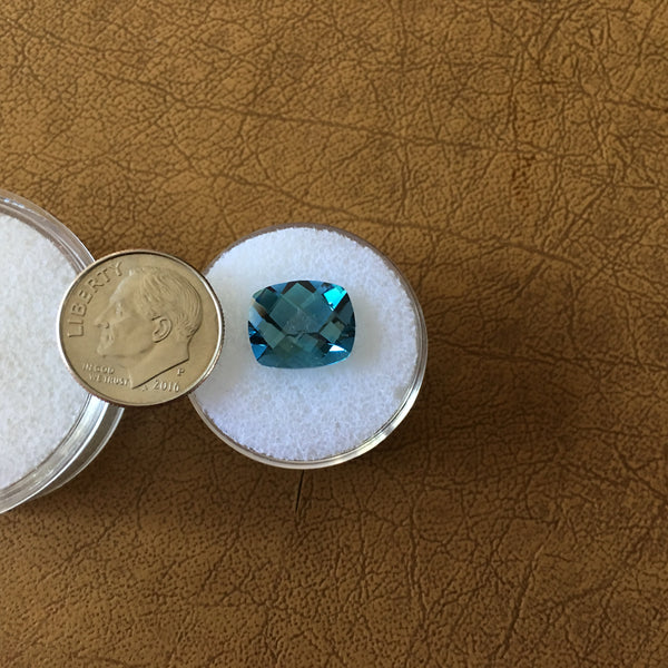 London Blue Topaz  Gemstone - 6.50 ct checkerboard cushion cut - Amazon Imports, Inc. - Fine Quality Gemstones and Jewelry Since 1978