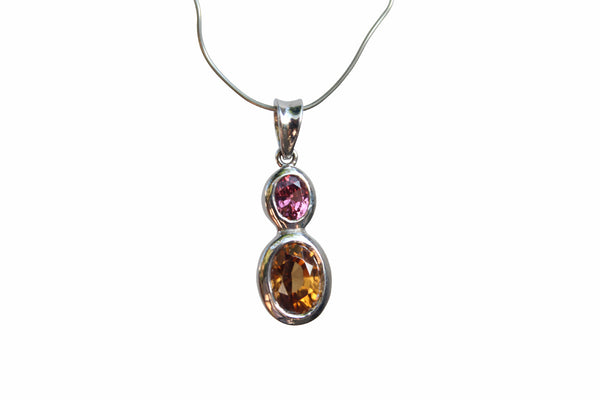 Natural Zircon and Rhodolite Garnet Gemstone Pendant set in Sterling Silver - Amazon Imports, Inc. - Fine Quality Gemstones and Jewelry Since 1978