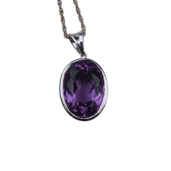 Amethyst Gemstone Pendant Set In Sterling Silver - Amazon Imports, Inc. - Fine Quality Gemstones and Jewelry Since 1978