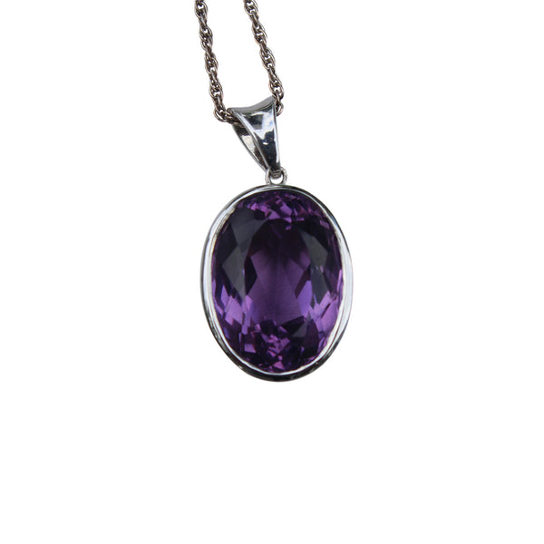 Amethyst Gemstone Pendant Set In Sterling Silver - Amazon Imports, Inc. - Fine Quality Gemstones and Jewelry Since 1978