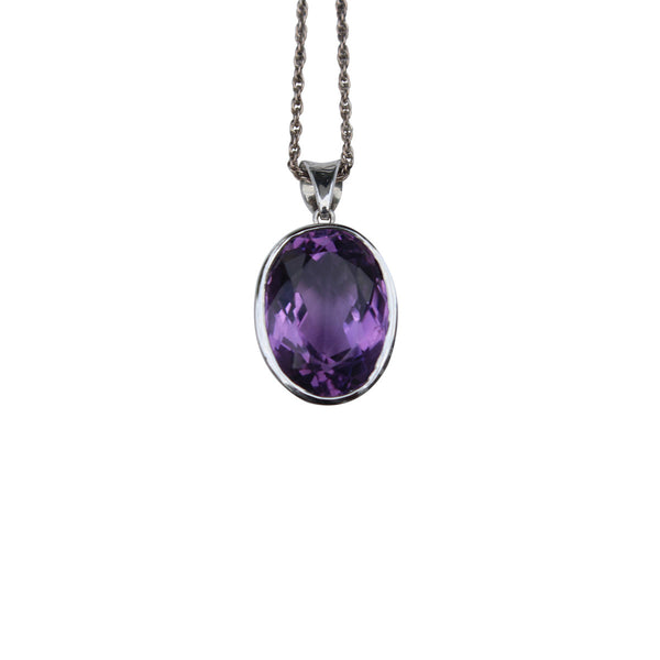 Amethyst Gemstone Pendant Set In Sterling Silver - Amazon Imports, Inc. - Fine Quality Gemstones and Jewelry Since 1978
