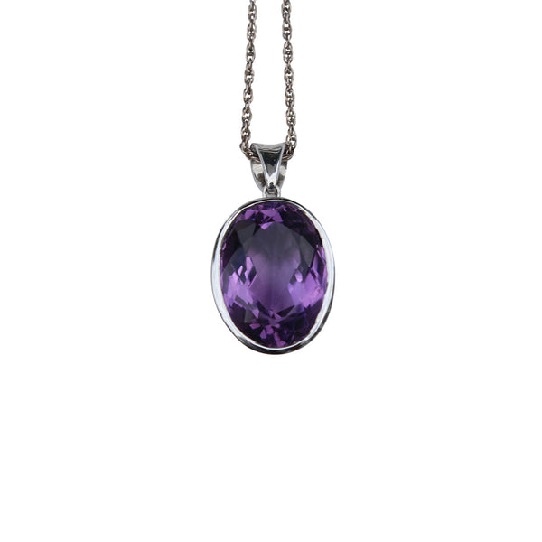Amethyst Gemstone Pendant Set In Sterling Silver - Amazon Imports, Inc. - Fine Quality Gemstones and Jewelry Since 1978