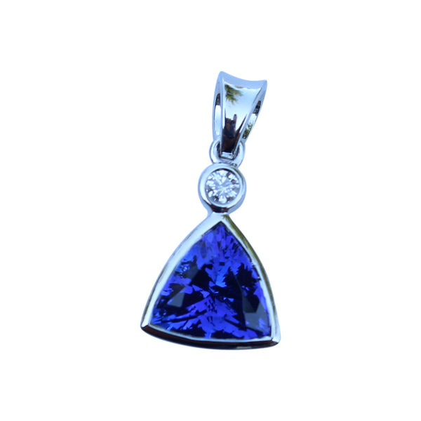 Tanzanite Gemstone Trillion Pendant Set in 18 Kt. White Gold - Amazon Imports, Inc. - Fine Quality Gemstones and Jewelry Since 1978