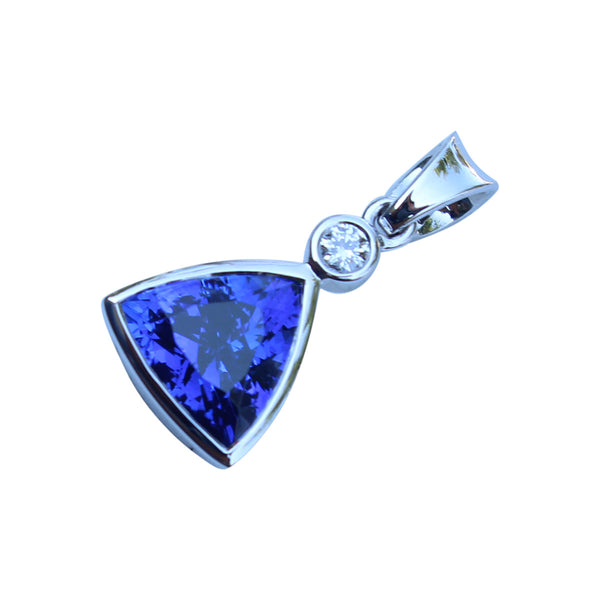 Tanzanite Gemstone Trillion Pendant Set in 18 Kt. White Gold - Amazon Imports, Inc. - Fine Quality Gemstones and Jewelry Since 1978