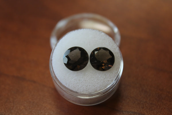 Smokey Quartz Gemstone - matched pair round - Amazon Imports, Inc. - Fine Quality Gemstones and Jewelry Since 1978