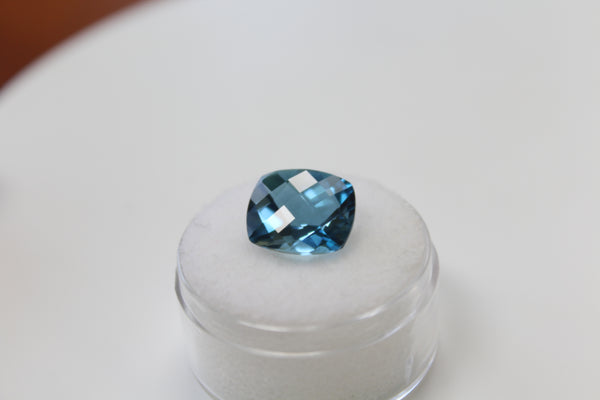 London Blue Topaz  Gemstone - 6.50 ct checkerboard cushion cut - Amazon Imports, Inc. - Fine Quality Gemstones and Jewelry Since 1978